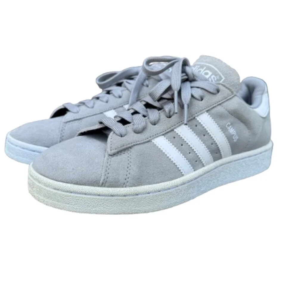 ADIDAS Campus Casual Sneakers Mens Sz 7.5 Gray White Suede Retro